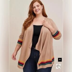 Torrid Dr.Who Brown Rainbow Stripe Waterfall Cardigan Sz.6